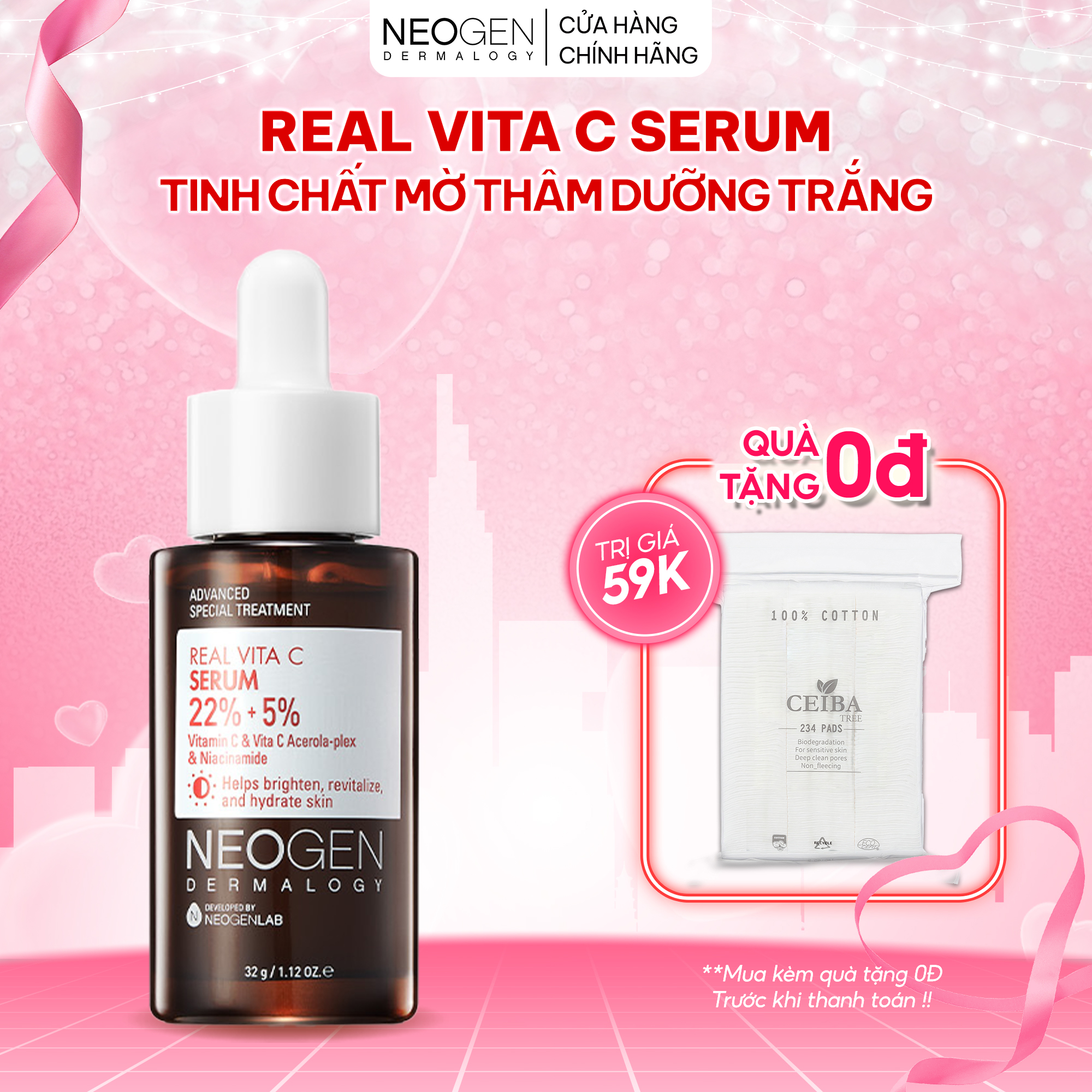 Siêu Tinh Chất Xoá Thâm Dưỡng Trắng Vitamin C SAP Neogen Dermalogy Real Vita Serum 32g