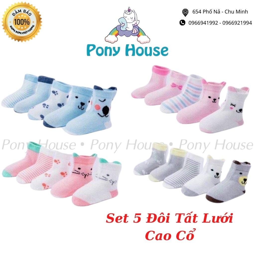 Tất Lưới Cao Cổ - Set 5 Đôi Tất Lưới Cao Cổ Mềm Mịn Co Giãn Thoải Mái Cho Bé Từ 6 Tháng Đến 2 tuổi