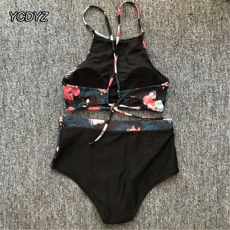 Bikini Cạp Cao Họa Tiết Hoa Cổ Điển 2018