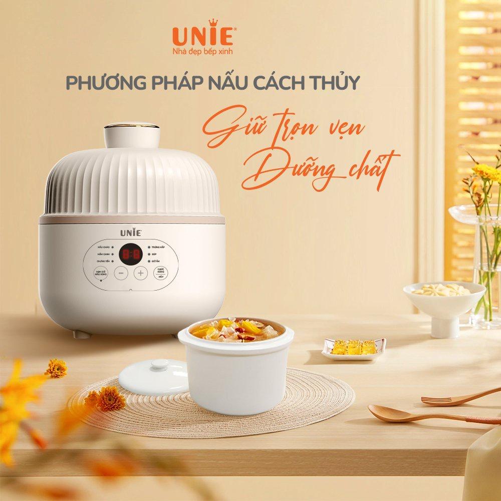 Nồi nấu chậm Unie USC08W, Chất liệu cao cấp thiết kế nhỏ gọn, 6 chức năng nấu đa dạng, chế độ tự ngắt khi cạn nước - hàng chính hãng