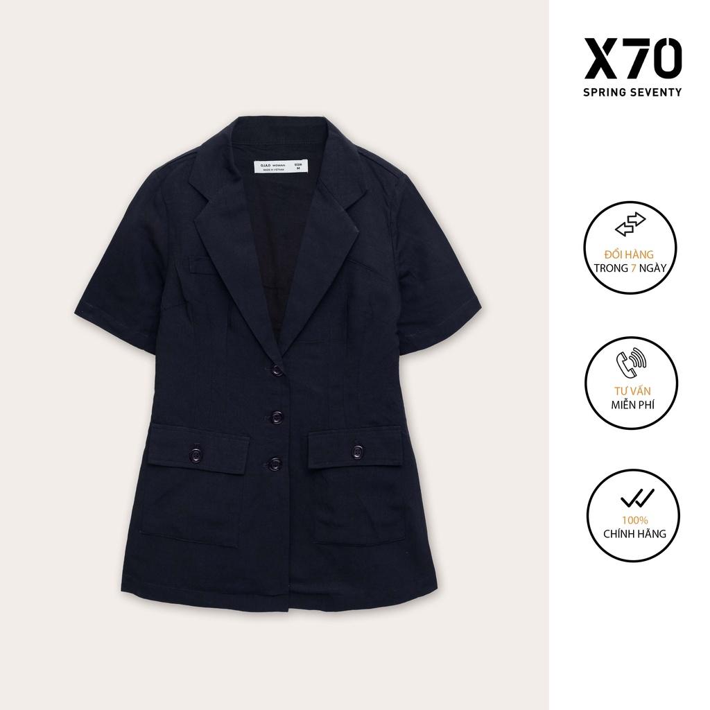 Áo Blazer Nữ Linen Kiểu Dáng Tay Ngắn Thiết Kế Đính Nút Thời Trang X70 - 02660001