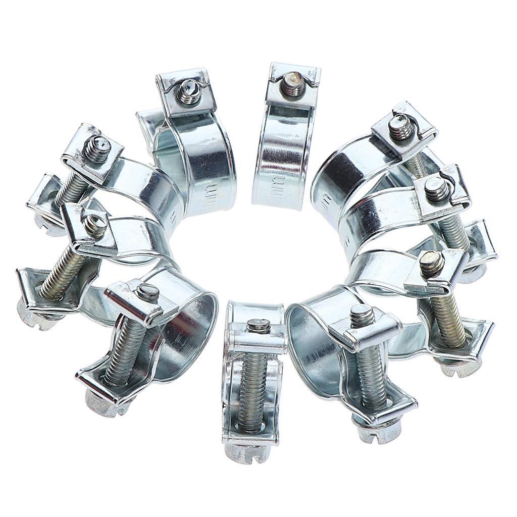 20 Pieces 20x Stainless Fuel Hose Clamps Adjustable Hose Clip For Silver