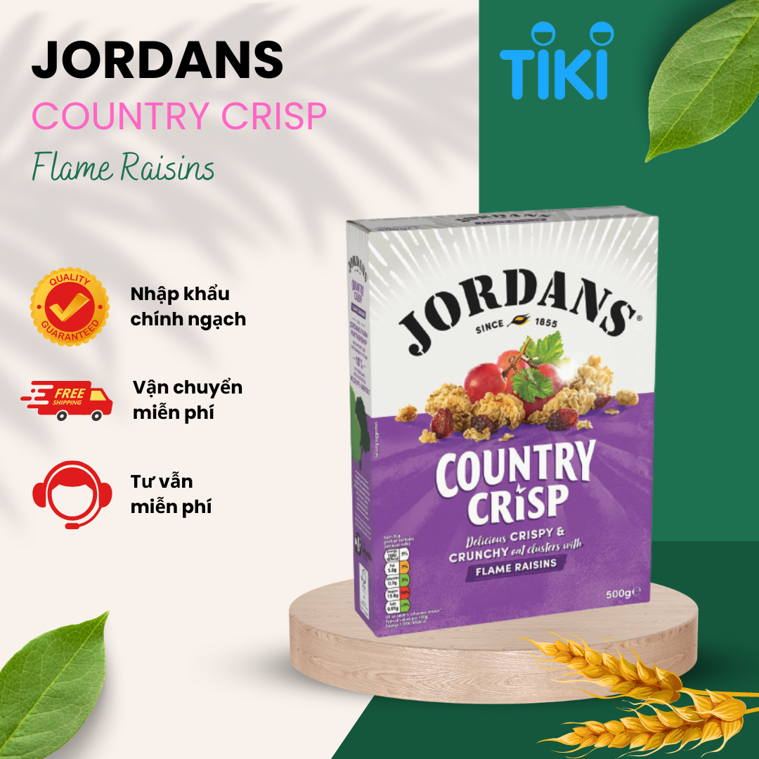 NGŨ CỐC JORDANS COUNTRY CRISP FLAME RAISINS - KHỐI LƯỢNG 500G/1 HỘP - ANH QUỐC