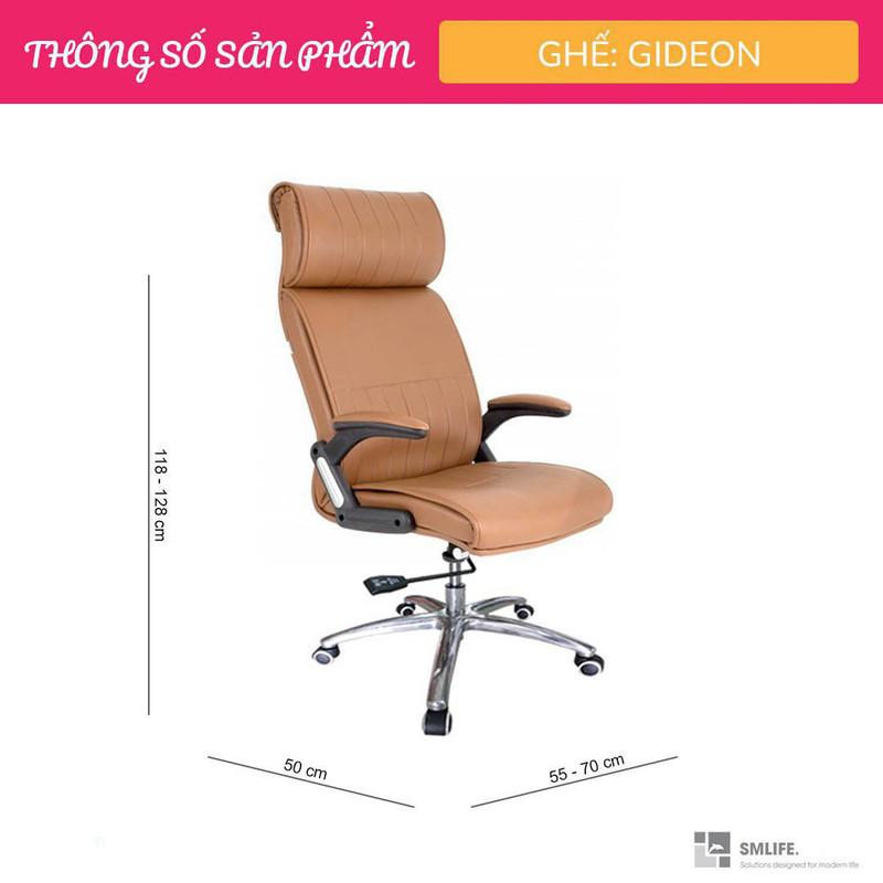 Ghế văn phòng chân xoay lưng cao bọc PU SMLIFE Gideon