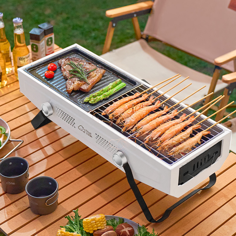 Bếp Nướng Than Hoa Không Khói Ngoài Trời BBQ Chất Liệu Hợp Kim Chống Dỉ Dùng Đi Dã Ngoại Dành Cho 3 4 Người Ăn