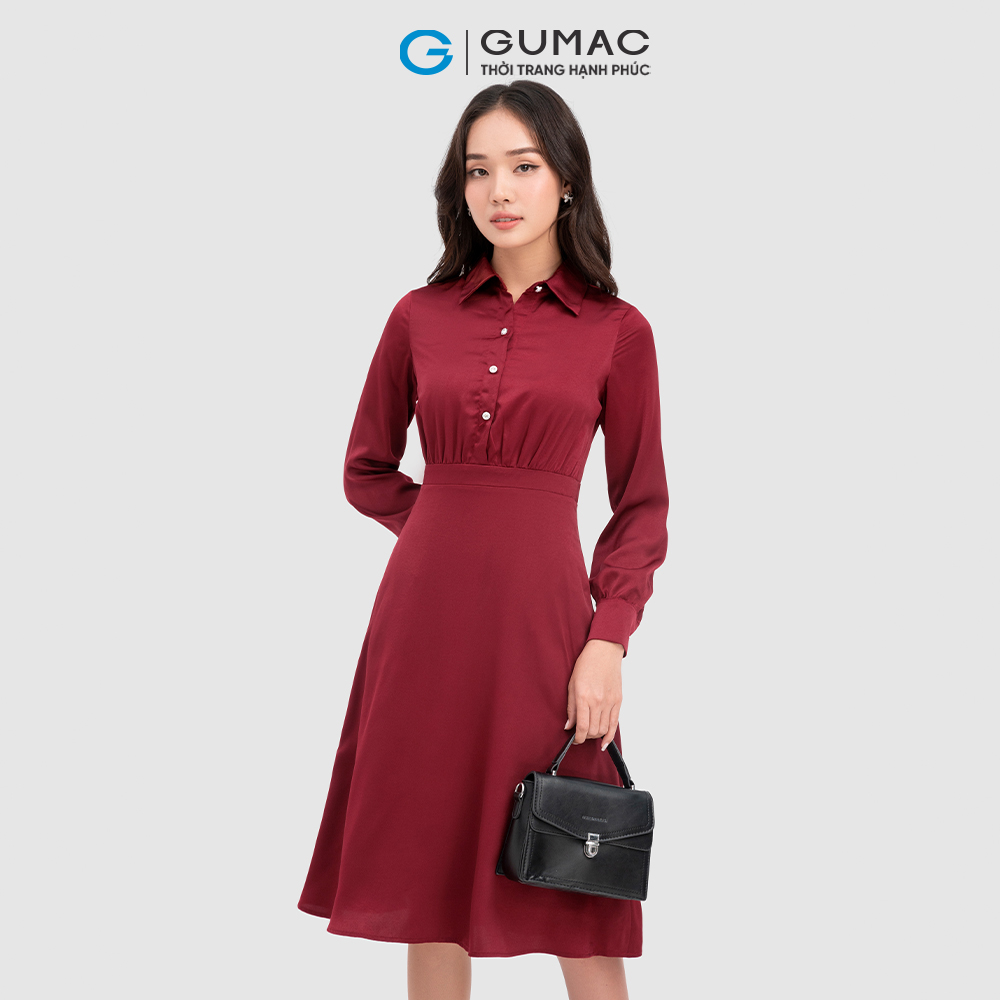 Đầm sơ mi GUMAC DC11098 phom A thanh lịch