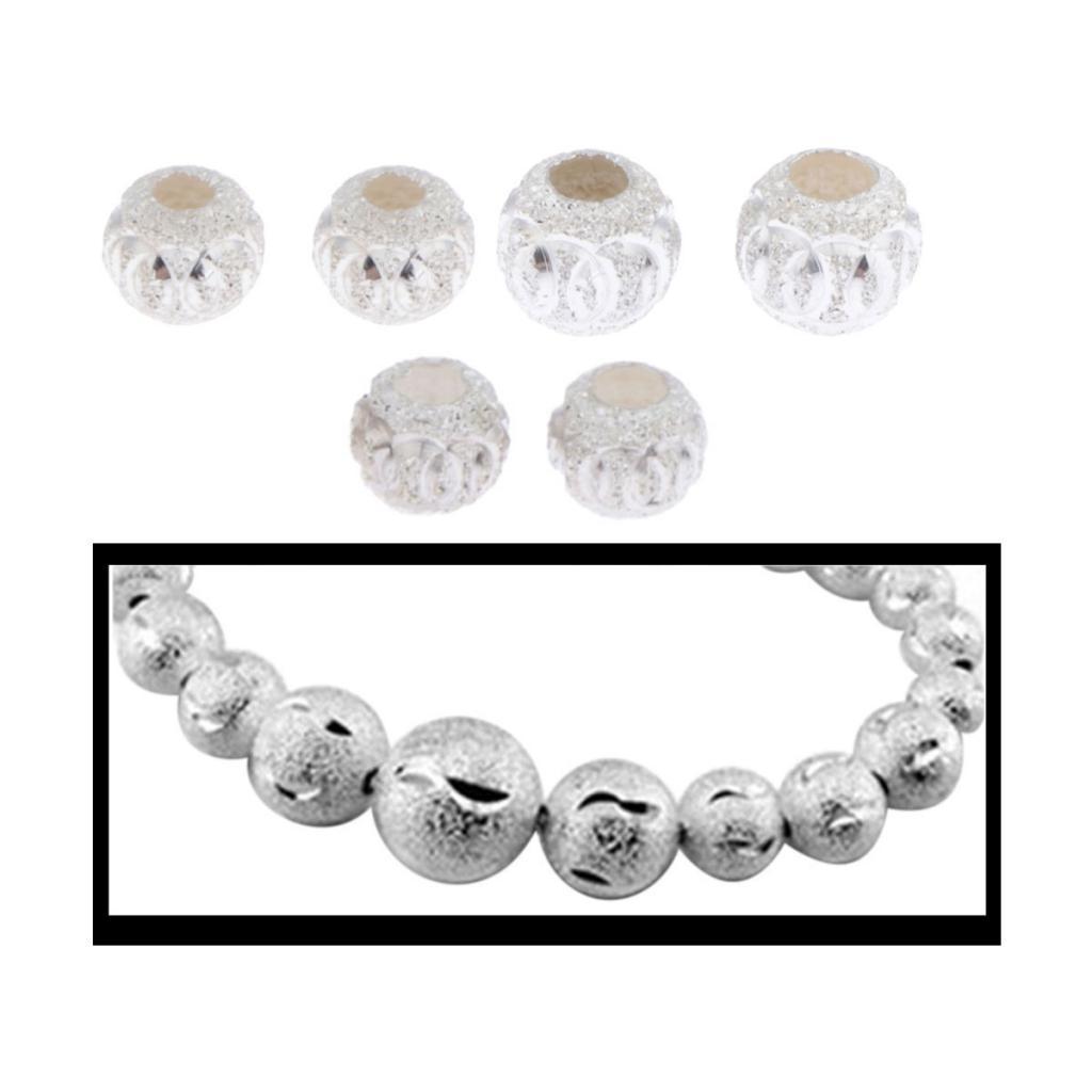925 Silver Loose Beads Metal Beads Spacer Beads Craft Jewelry Making Beads