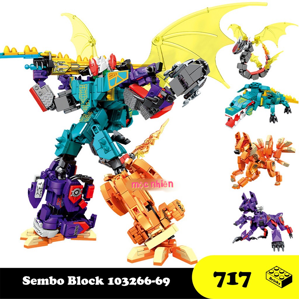 Đồ chơi lắp ráp xếp hình SEMBO BLOCK Mãnh thú thời cổ đại 4 trong 1 - Dành cho bé trai từ 6 tuổi