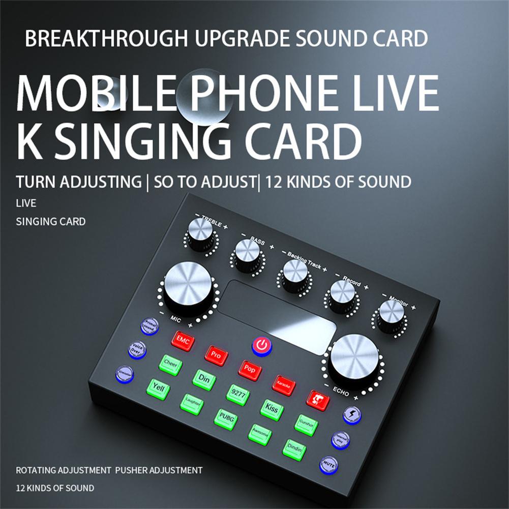 【COD】 V8s Live Sound  Card  Set For Mixer Streaming Bluetooth-compatible Sound Effects Mixer Board Music Recording Broadcast Tool