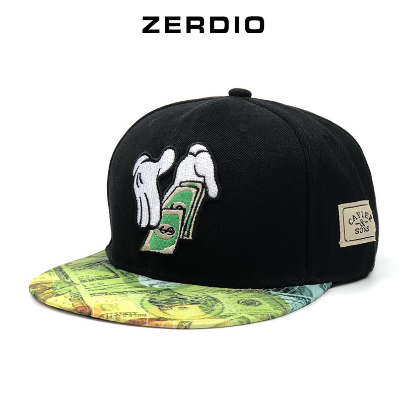 Nón hiphop, Mũ Snapback nam cao cấp Hands and Money SN58 họa tiết cá tính