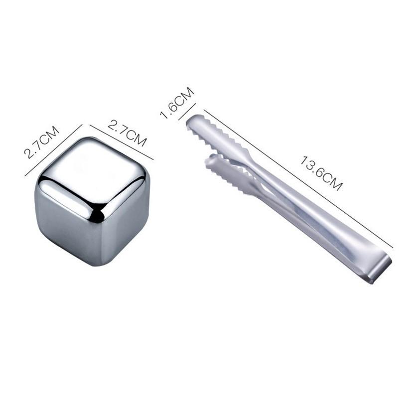 Đá Lạnh Vĩnh Cửu Không Tan Cao Cấp Hộp 8 Viên Tặng Kèm Kẹp Gắp Đá Inox