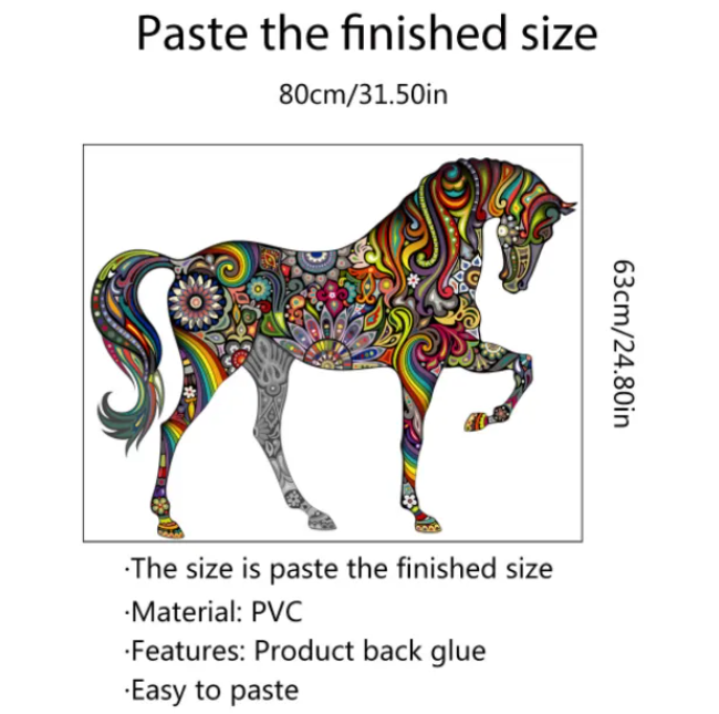 Decal trang trí tường - Ngựa hoa văn phong cách