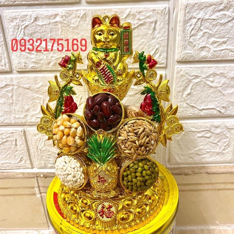 Tháp tỏi ngũ đậu mèo chiêu tài nhánh đào