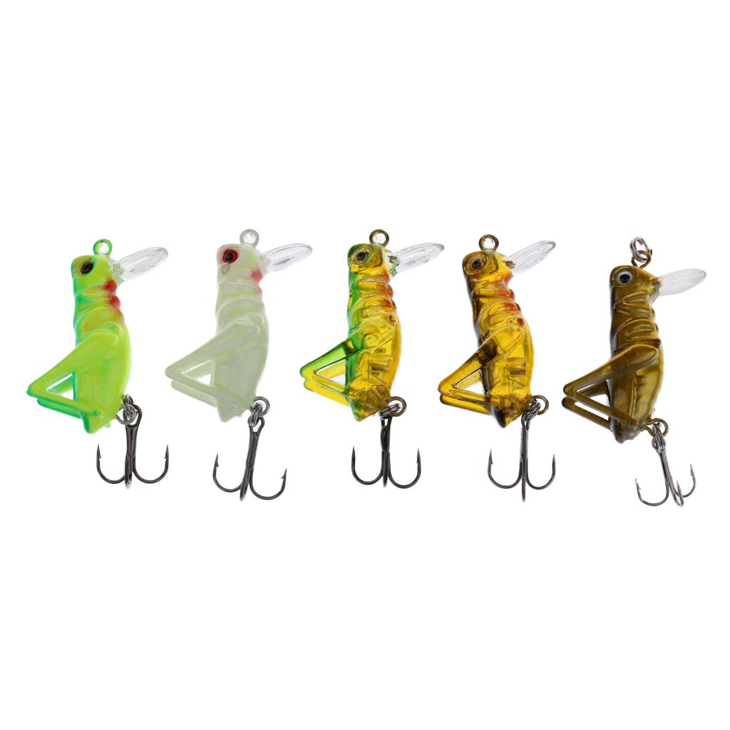 5Pcs Insects Fishing Lures Hard Baits Floating Simulation Grasshopper Lures