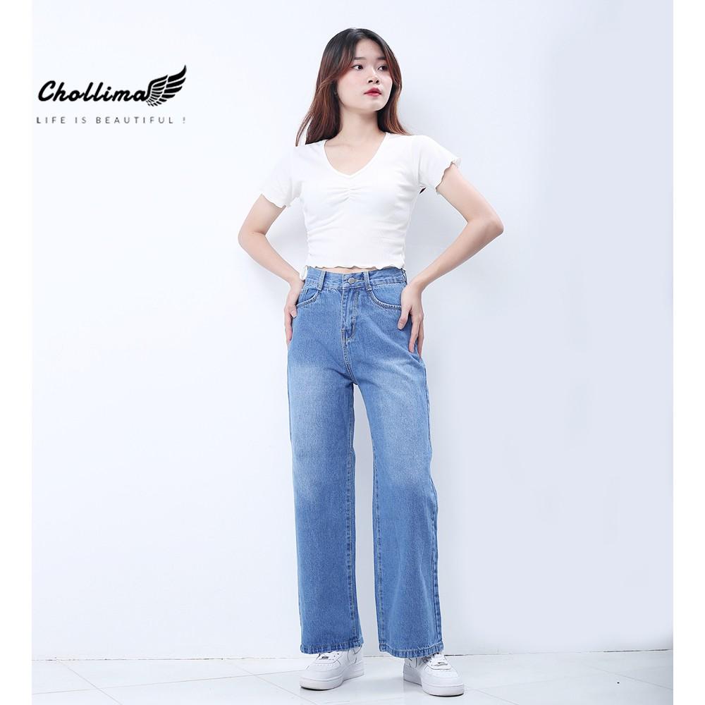 Quần baggy jeans nữ Chollima ống rộng SIMPLE dài 98cm QD026