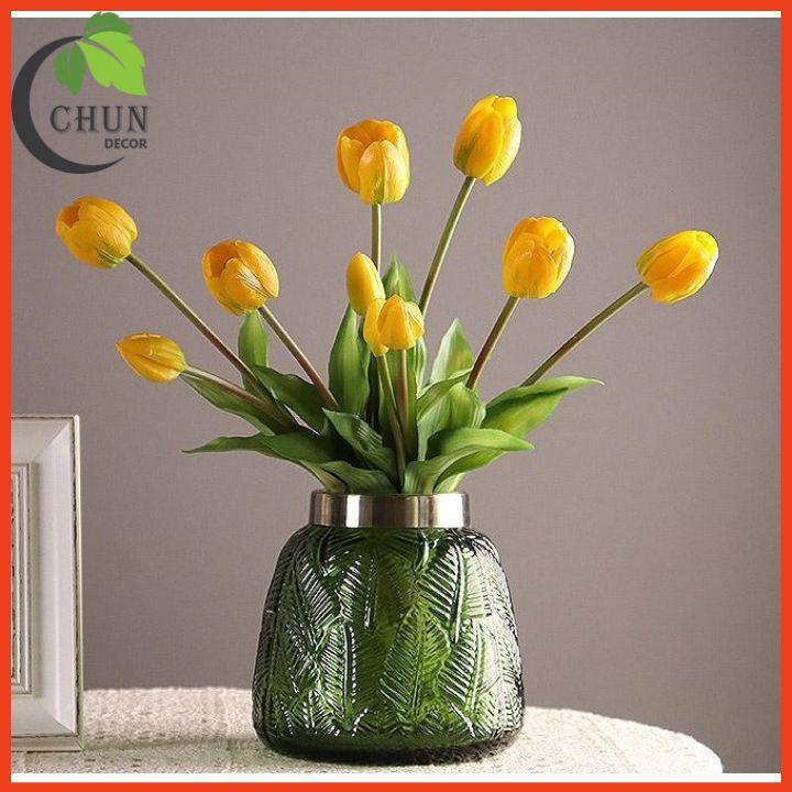Hoa giả, bó 5 cành Tulip silicon cao cấp trang trí nhà của, văn phòng, cửa hàng, làm đạo cụ chụp ảnh