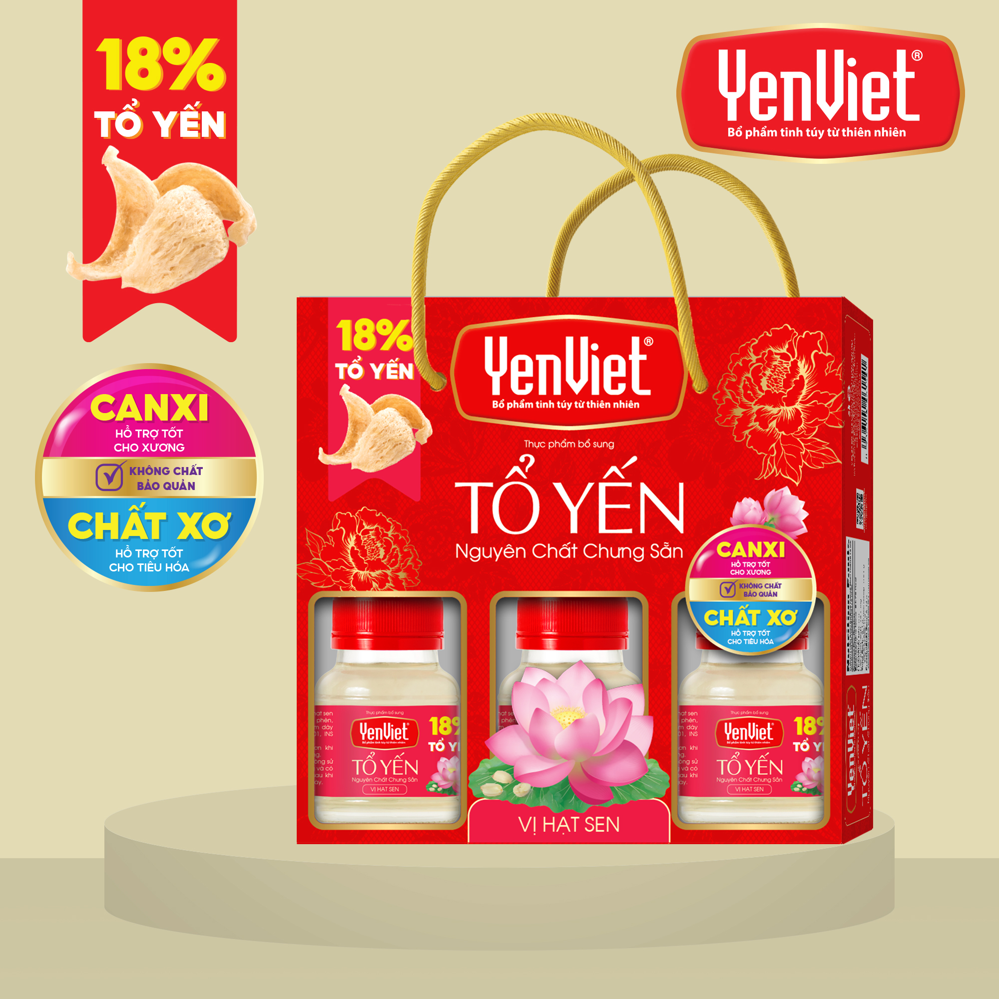 Tổ Yến Nguyên Chất Chưng Sẵn YenViet (18% Tổ Yến)- Hộp Quai Xách