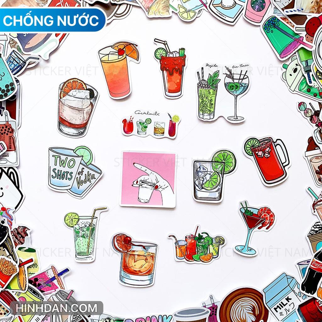 Sticker Đồ Uống - Drinks - Dán Trang Trí - Chất Liệu PVC Cán Màng Chất Lượng Cao Chống Nước, Chống Nắng, Không Bong Tróc Phai Màu