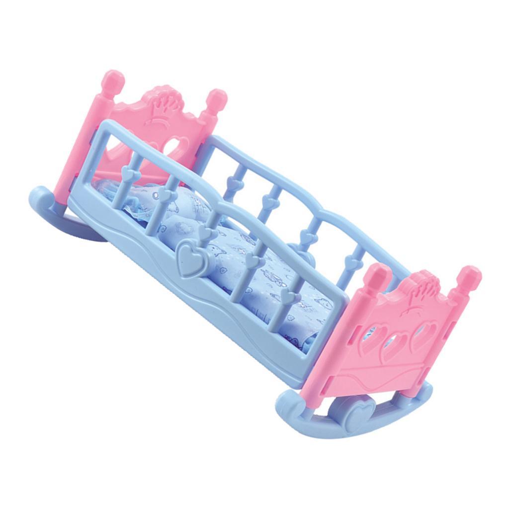 Doll Bed Doll Cradle Doll Furniture, Doll Bed Fits American Dolls, Includes Mattress & Quilted Bedding, 14.57 x 9.44 x 7.09 inch