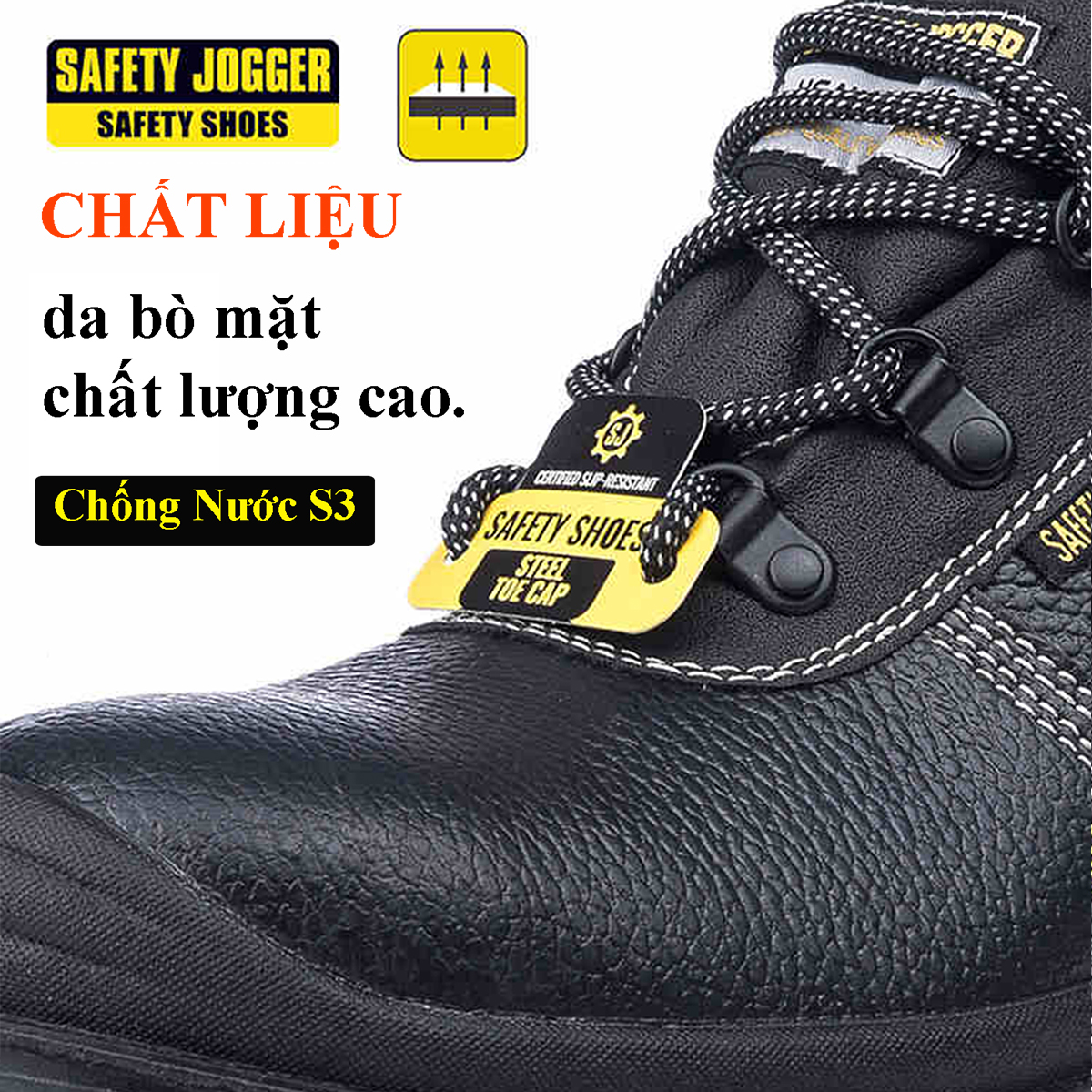 Giày bảo hộ lao động nam Jogger Bestrun S3 da bò, chống đinh/ nước/ trượt Giày công trình, nhà máy, form thể thao- XSAFE