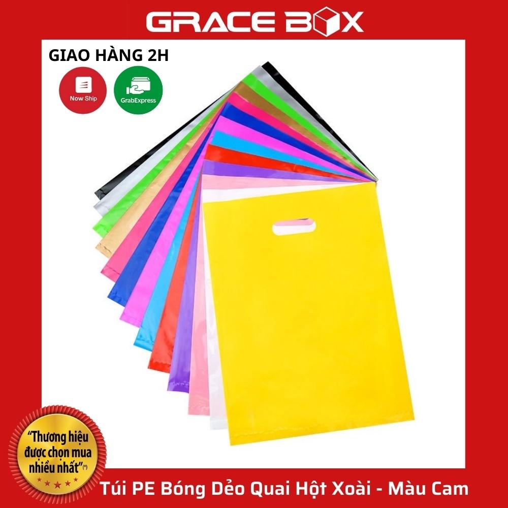 Túi PE Bóng Dẻo Màu Cam - Quai Hột Xoài Đựng Phụ Kiện, Quần Áo