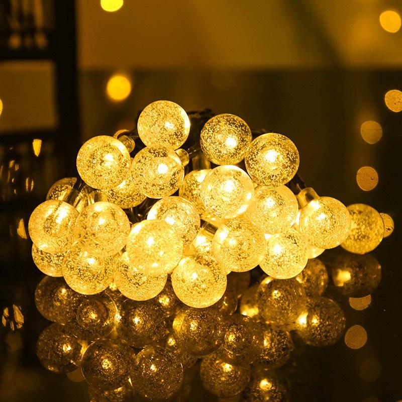 Dài 10M 50 Bóng Đèn Tròn Cherry Ball Pha Lê Đèn Led Xài Điện Không Chớp Nháy Chống Nước Decor Trang Trí Noel Nhà Cửa