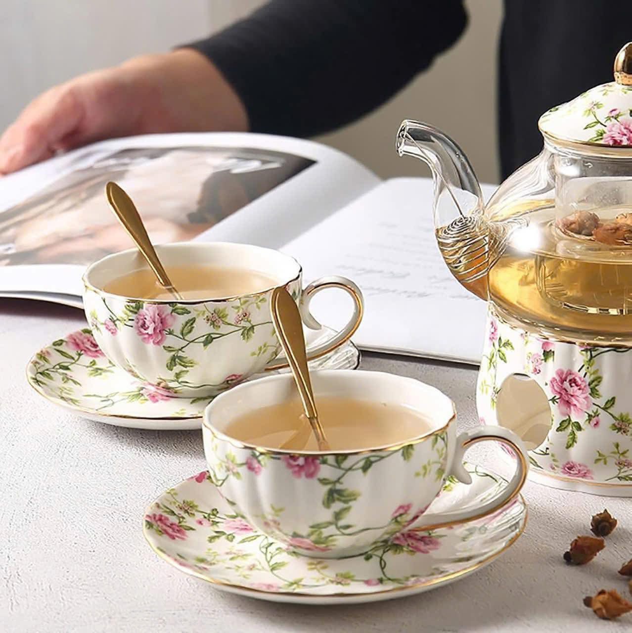 Bộ ấm trà sứ xương Hoàng Gia UK Hàng chính hãng