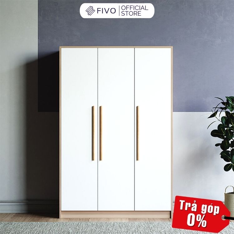 Tủ Đựng Quần Áo Gỗ MDF FIVO FC01 Cửa Mở 3 Cánh Ngang 1m2 Phong Cách Hàn Quốc Dễ Dàng Lắp Ráp - Chính Hãng