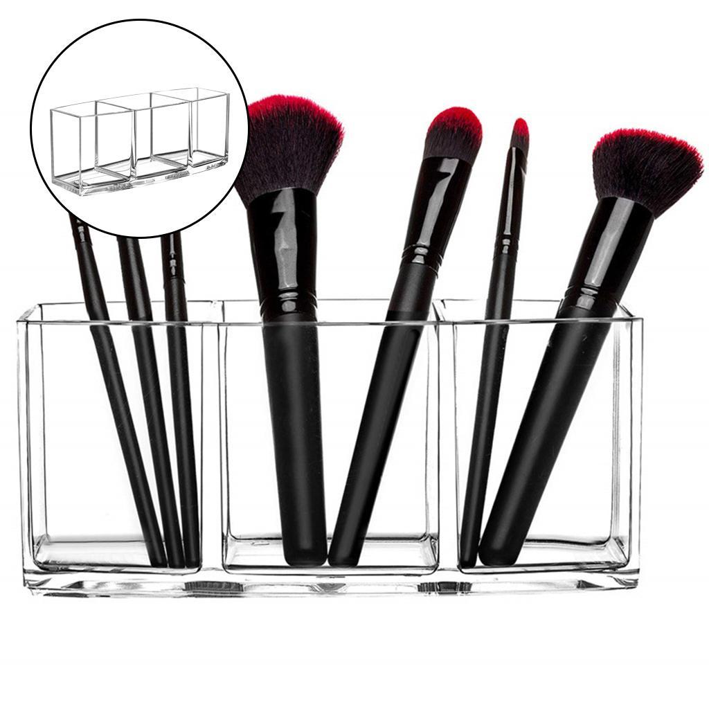 Clear Acrylic 3 Slot Holder Brush Makeup Cosmetic Organizer