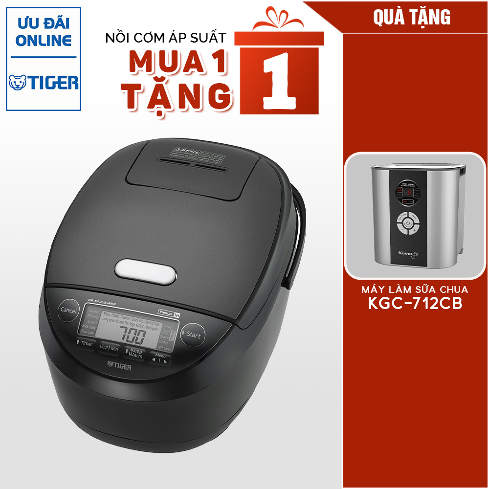 MUA 1 TẶNG 1 Nồi cơm điện cao tần áp suất Tiger 5 trong 1 JPM-H18V (1.8L) TẶNG 1 MÁY LÀM SỮA CHUA KUVINGS KGC-712CB - Hàng chính hãng