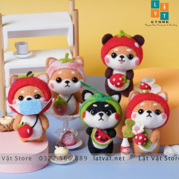 BỘ KIT LEN CHỌC CÓ HƯỚNG DẪN - 20 BÉ TÂN BINH SHIBA, chọc len thật dễ dàng, NEEFDE FELTING SHIBA