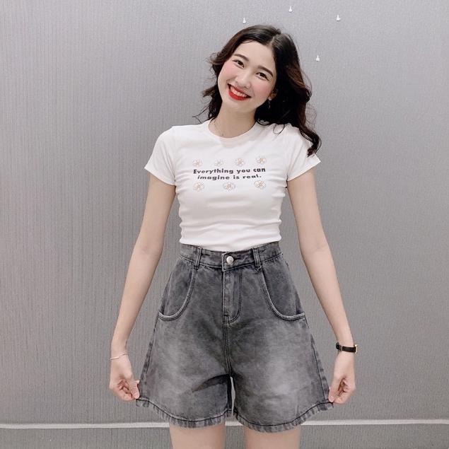Quần short Jean lưng cao, quần bò ống rộng có bigsize tới70kg (JN)
