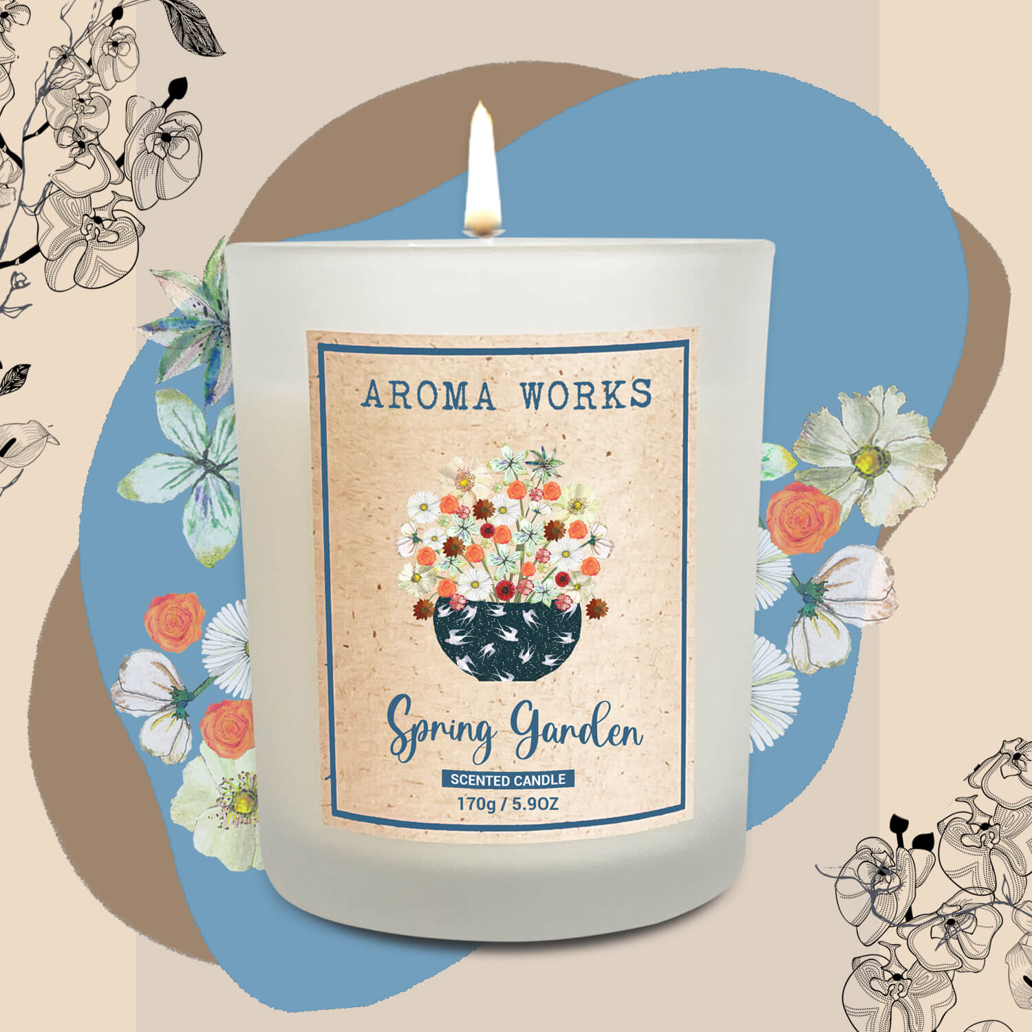 Nến Thơm Thiên Nhiên Aroma Works Natural Scented Candle - Spring Garden