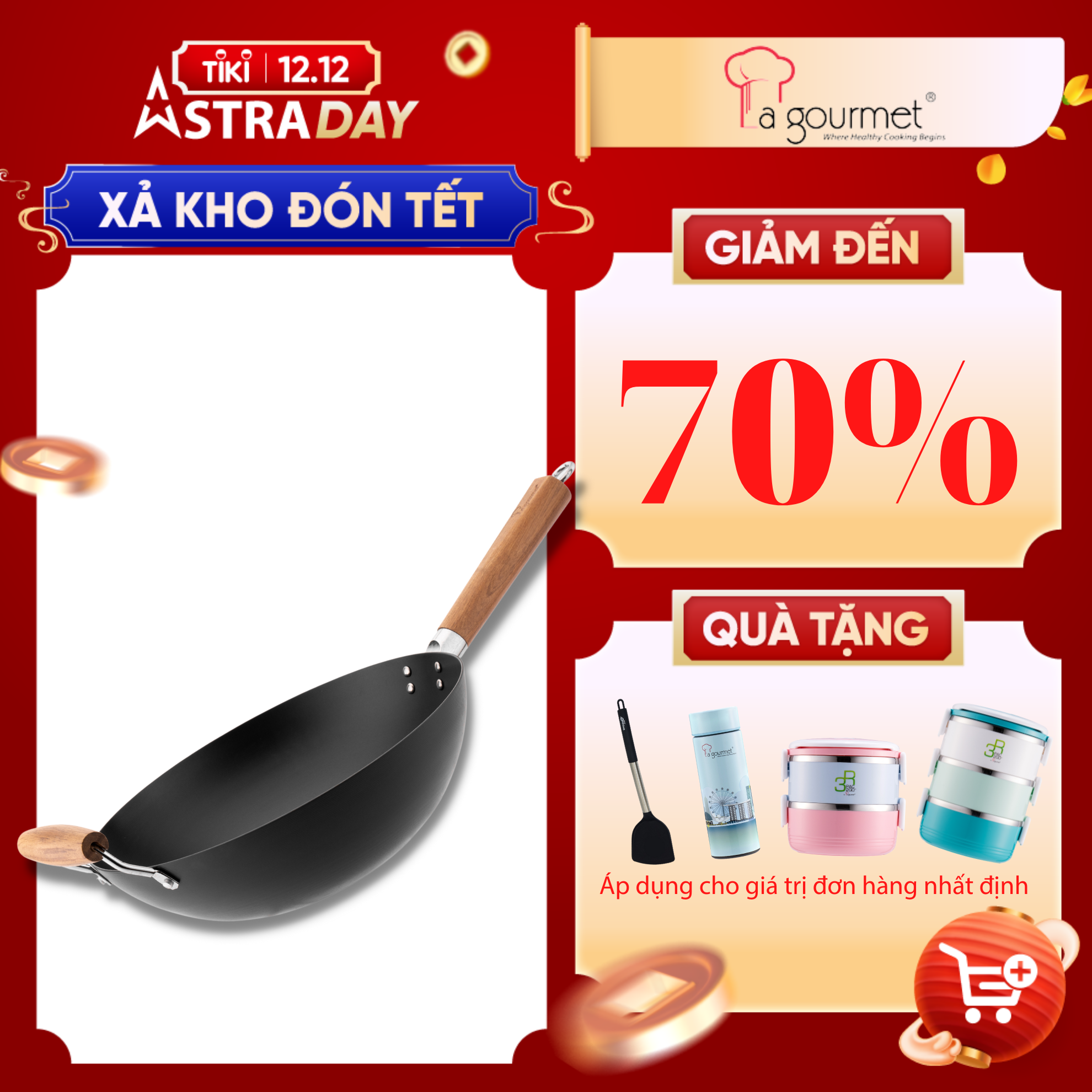 Chảo thép carbon cao cấp La gourmet Blusteel 32cm - 360793 (chảo đã tôi sẵn)