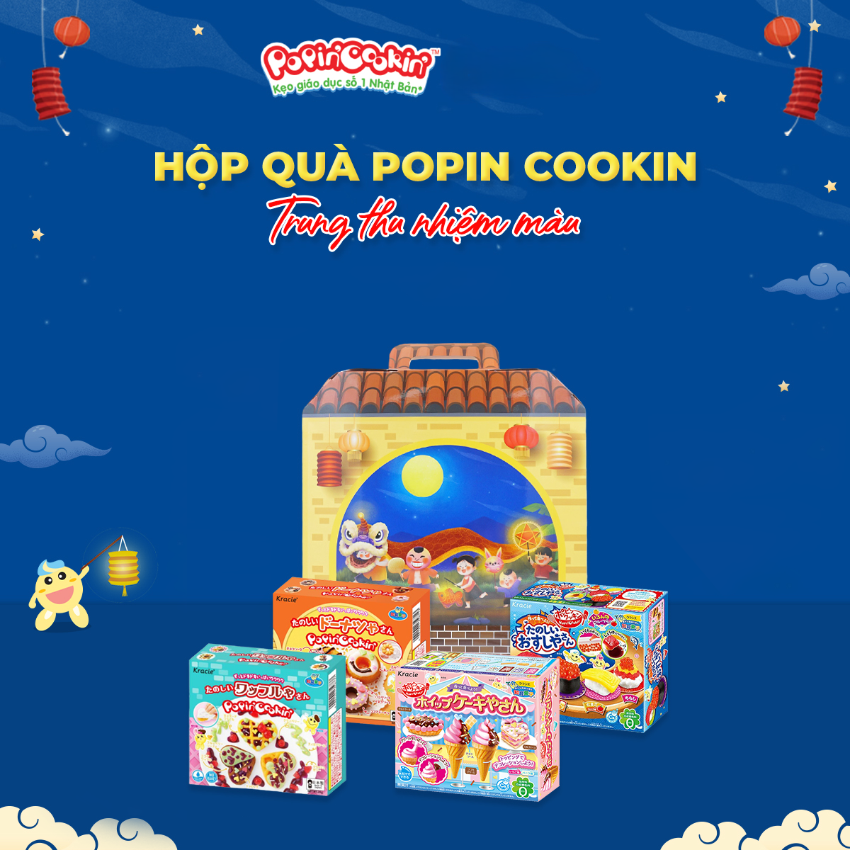 Hộp quà Popin Cookin - Nhiệm màu (Bánh Kếp, Kem chocolate, sushi và Donuts)