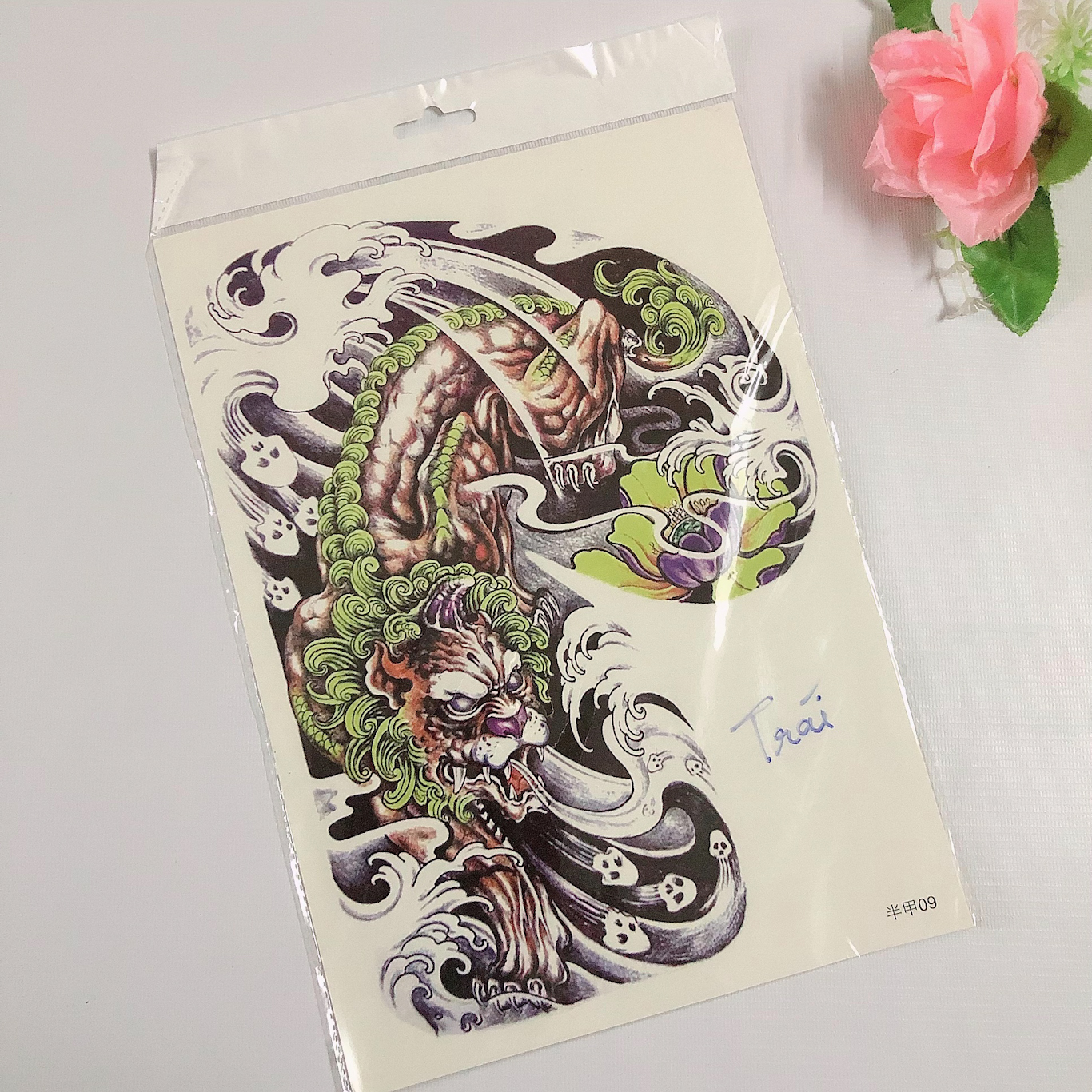 Hình xăm dán tattoo cao cấp full ngực và bả vai 24x34cm- phù hợp vị trí kín ngực và từ 1 bên ngực qua bắp tay