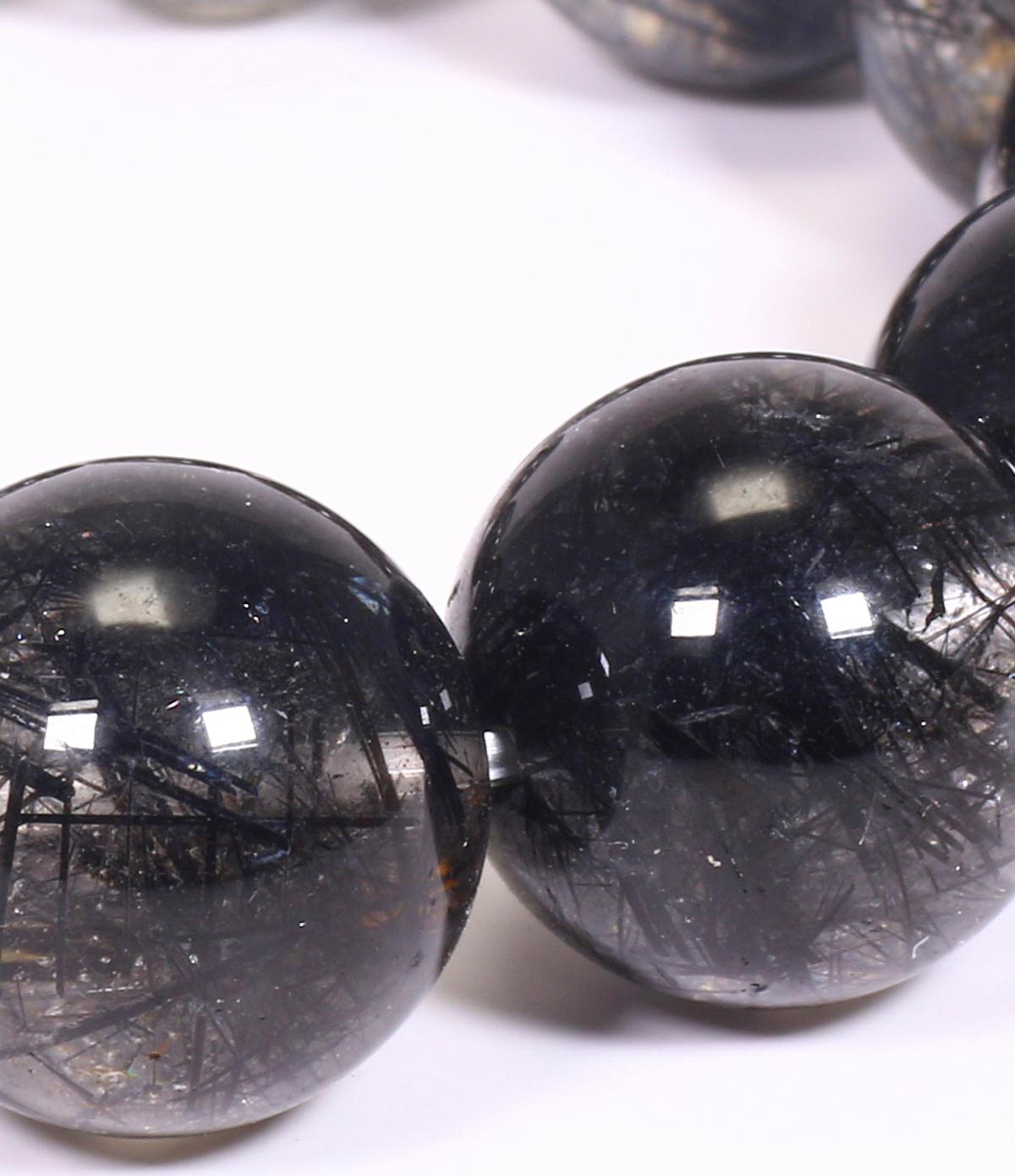 Vòng tay đá thạch anh tóc đen size hạt 17mm mệnh thủy, mộc - Ngọc Quý Gemstones