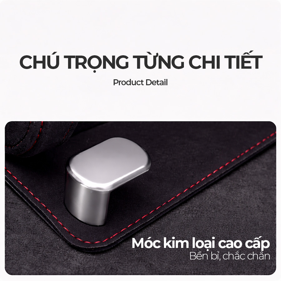 Móc Treo Đa Năng Có Hộc Đựng Ly Trên Ô Tô CIND BO-L021 Bằng Kim Loại Bọc Da Lộn Màu Đen Sang Trọng Cho Nội Thất Xe - Nhập Khẩu Chính Hãng