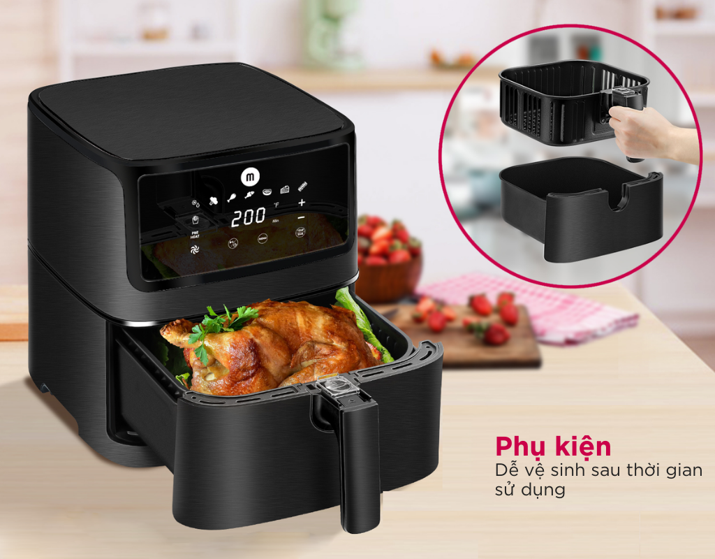Nồi chiên không dầu 5.5L điện tử Mishio MK284 - Hàng chính hãng