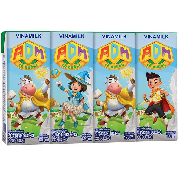 THÙNG 48 HỘP SỮA DINH DƯỠNG VINAMILK ADM GOLD CÓ ĐƯỜNG 180ML