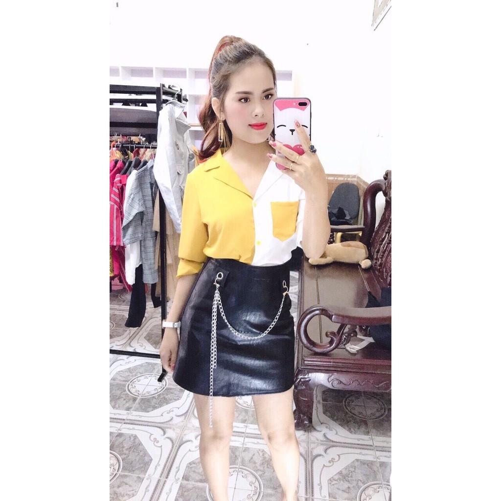 Sơ Mi Nữ, Sơ Mi Phối 2 Màu