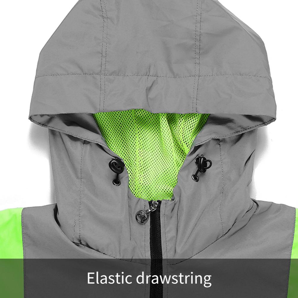 Wosawe Men Reflective Cycling Jacket Windproof Hooded Bike Jacket Coat for Running Hiking Walking Night Safety Jacket