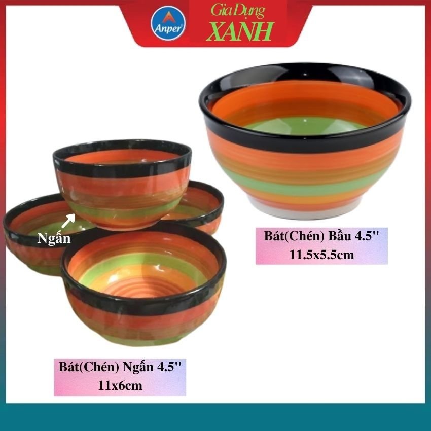 Combo 6 Bát Ăn Cơm 11 Cm chén cầu vồng Sứ Anper Kiểu Dáng Hiện Đại An Toàn Sang Trọng Chén Ăn Cơm - Bát Sứ chén ăn cơm cầu vồng chén sứ ăn cơm