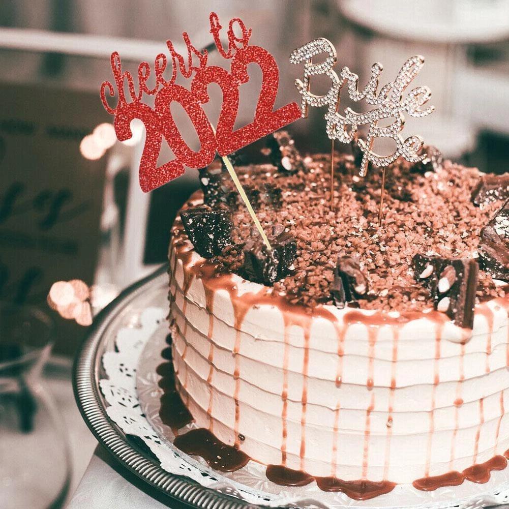 Thẻ trang trí bánh kem mừng năm mới, sinh nhật, giáng sinh 6cm 2022