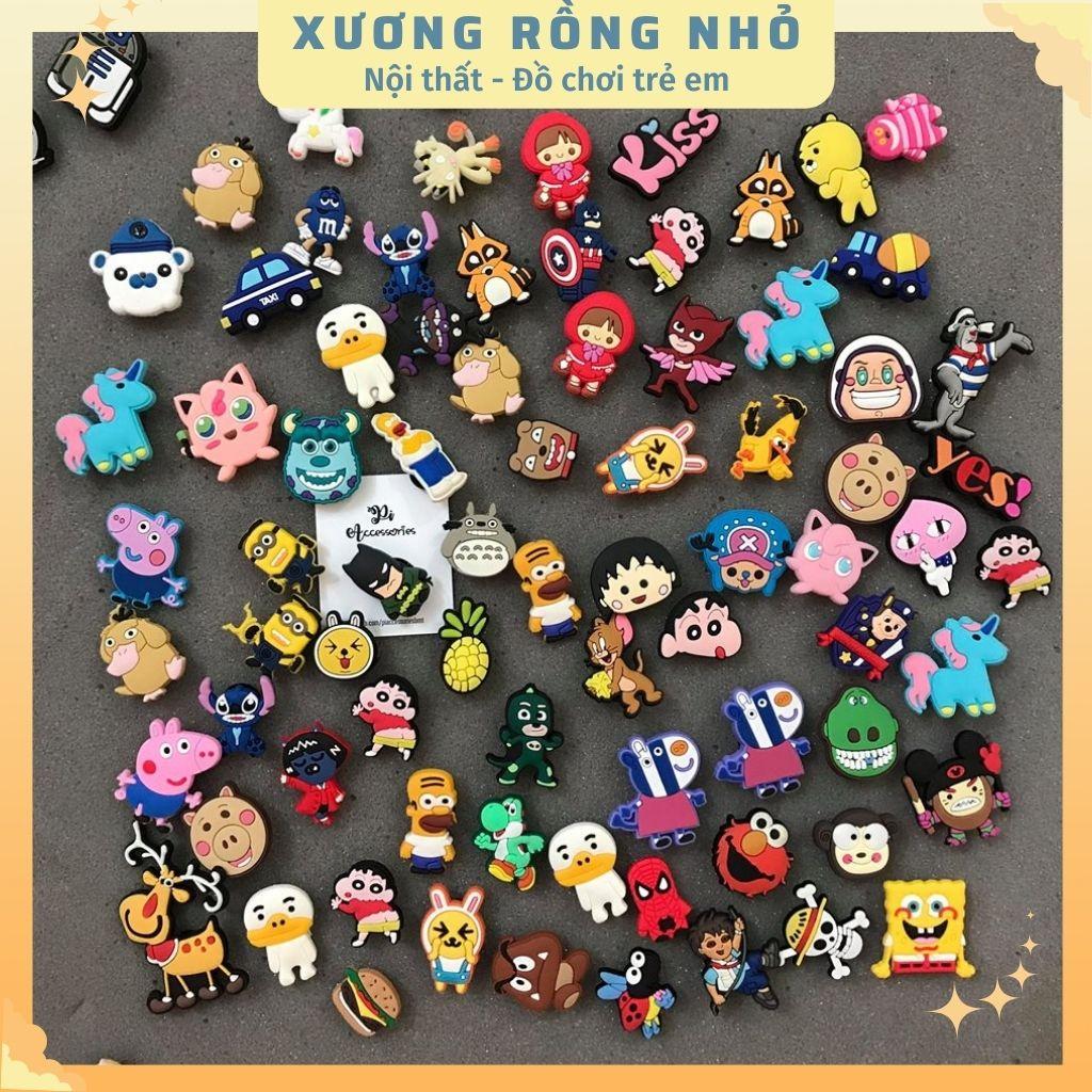 Sticker dán dép - Phụ kiện nút giày Crocs Jibbitz đơn giản dễ thương cho dép khủng long, dép bít đầu