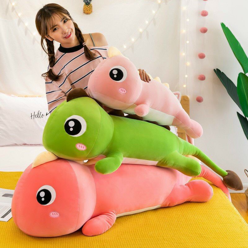 Gấu Bông Khủng Long Đuôi Tim Cute, Thằn Lằn Mắt Lồi Màu Hồng, Xanh, Gấu Bông- Qùa tặng VIPU