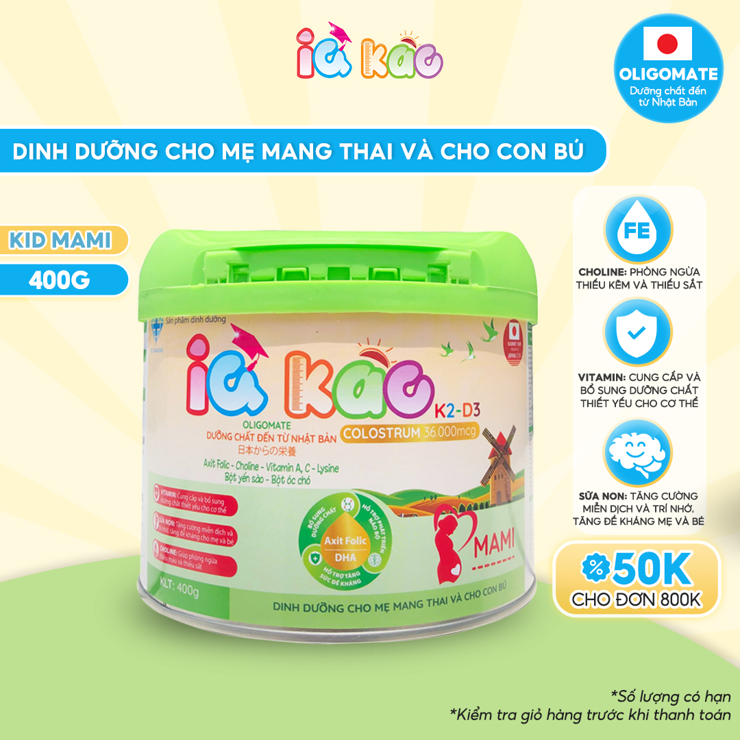 Sữa bột IQ Kao MAMI cho mẹ bầu, phụ nữ đang mang thai và cho con bú giúp bé thông minh và khỏe mạnh hộp 400g