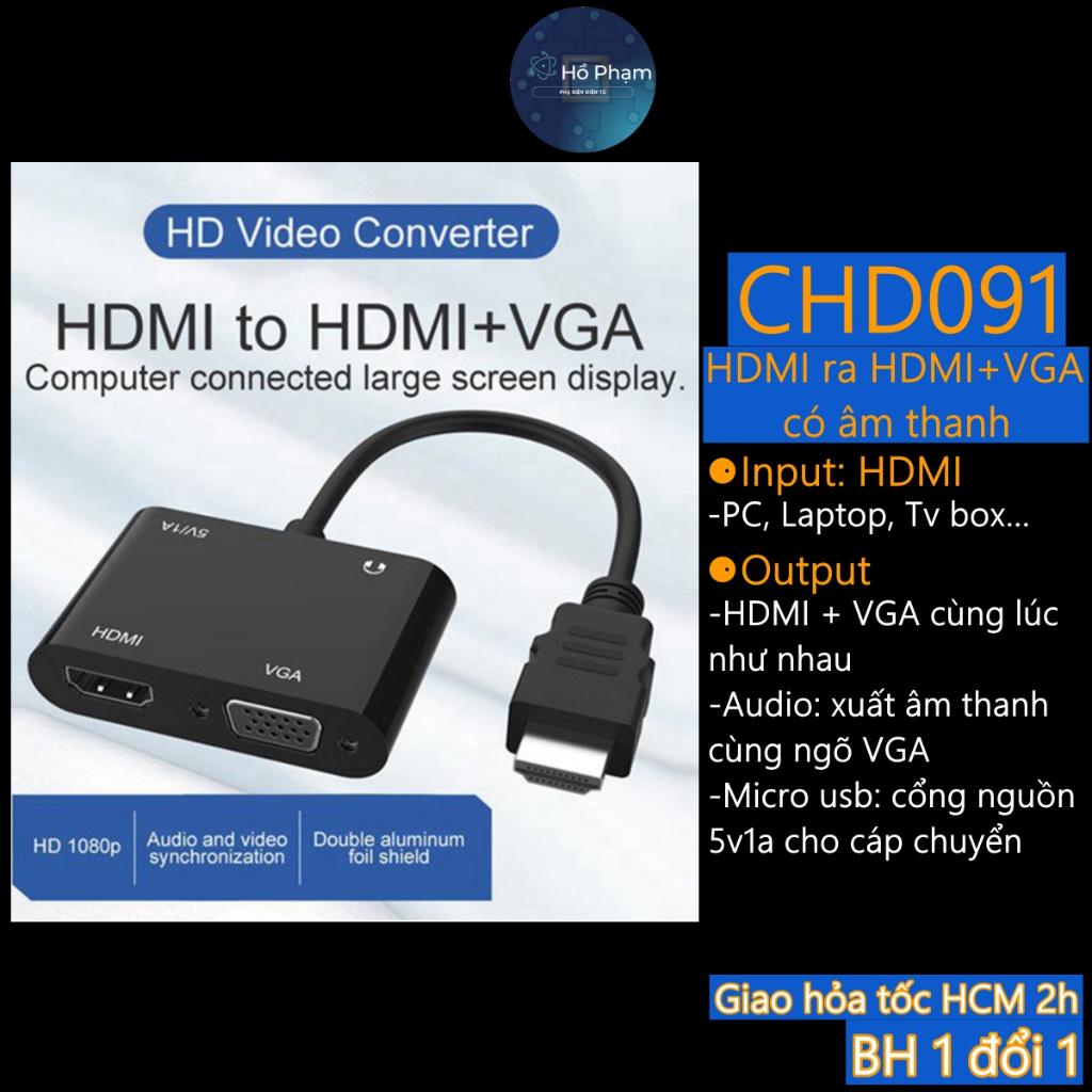 Bộ chia HDMI sang 2 màn hinh VGA + HDMI cùng lúc - Hồ Phạm