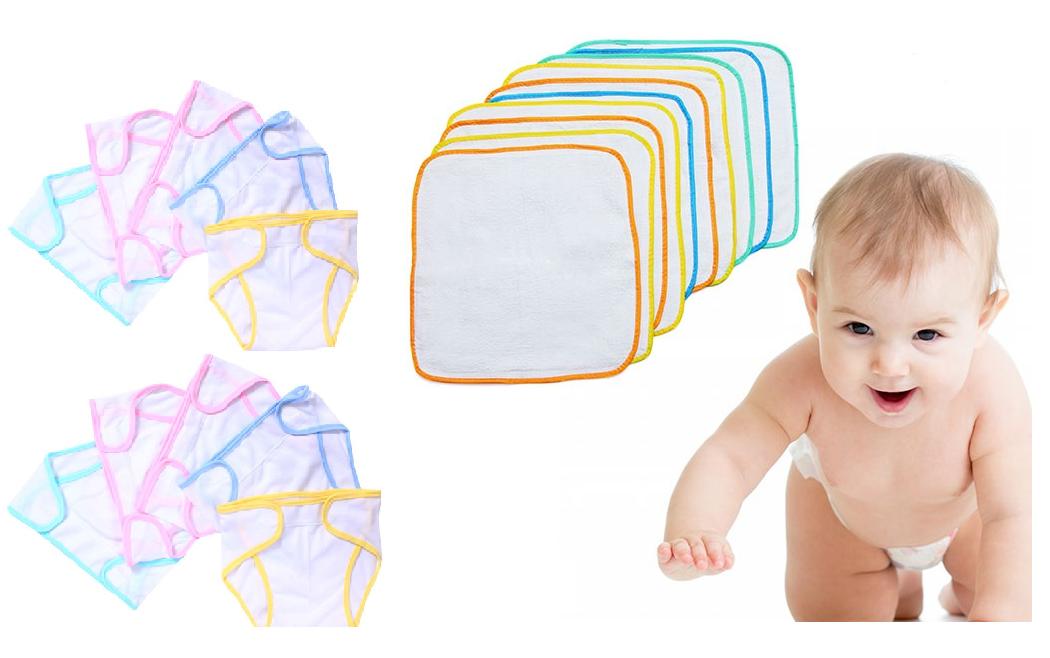 Bộ 10 Tã vải + 10 Khăn Lót Chống Thấm Cho Bé + 1  tấm lót lưới cotton 03 lớp