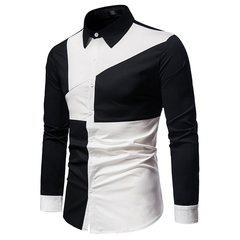 áo sơ mi, áo sơ mi nam dài tay phối 2 màu đơn giản mà cá tính và năng động, chất vải mềm mịn - H36